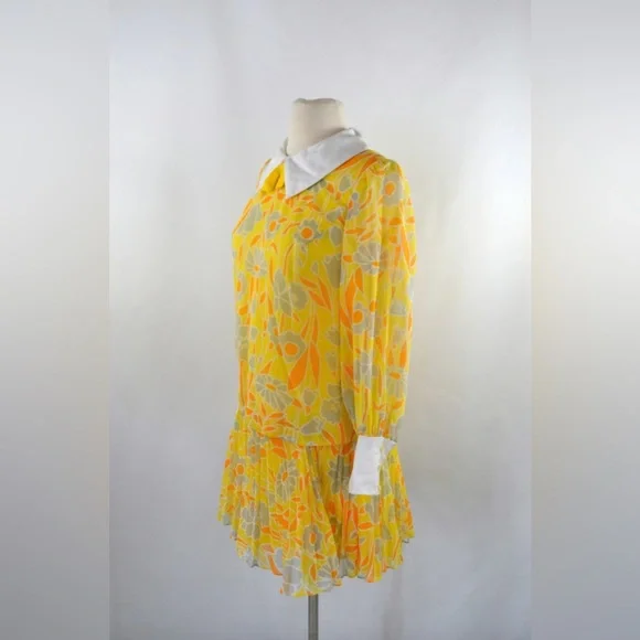 60’s Floral Drop Waist Mini Dress - Size Small - Picture 3 of 8